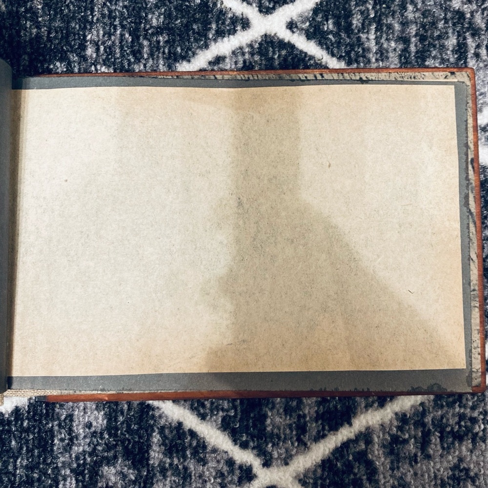 Vintage Antique hand carved wooden photo album book vellum paper - Picture 10 of 11